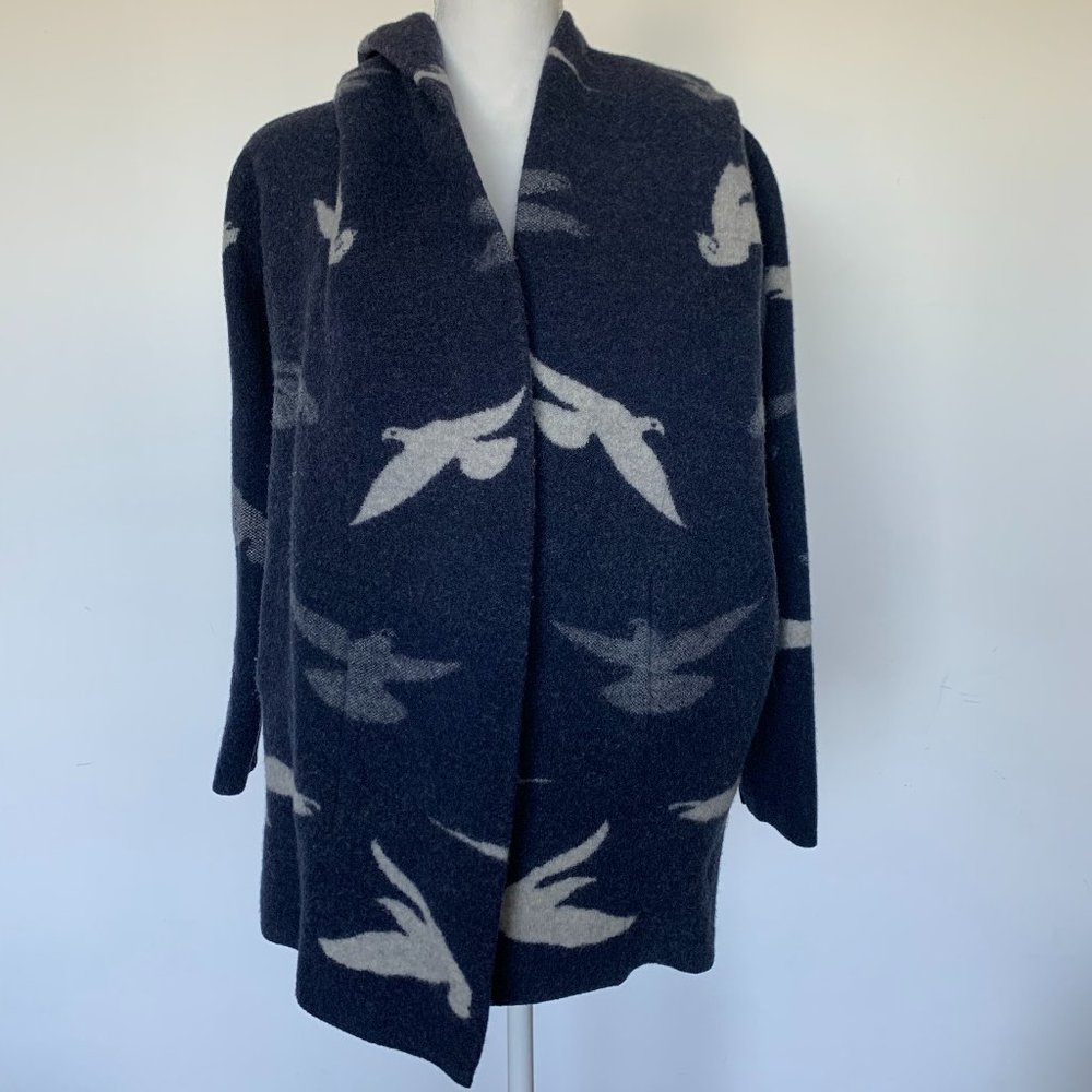 Anthropologie Field Flower Morning Birds sweatercoat Size XL